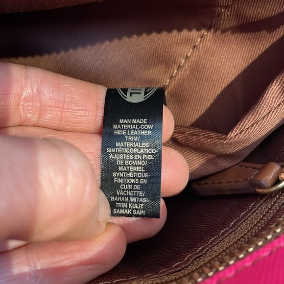 NWOT Fossil Ava Satchel pink with brown leather trim removable shoulder strap - Picture 13 of 13